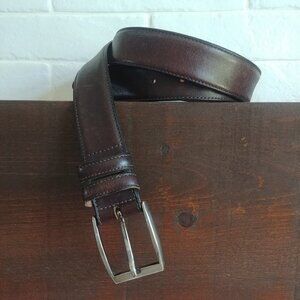 Bench Craft Mens dark brown real leather belt 38 silver buckle